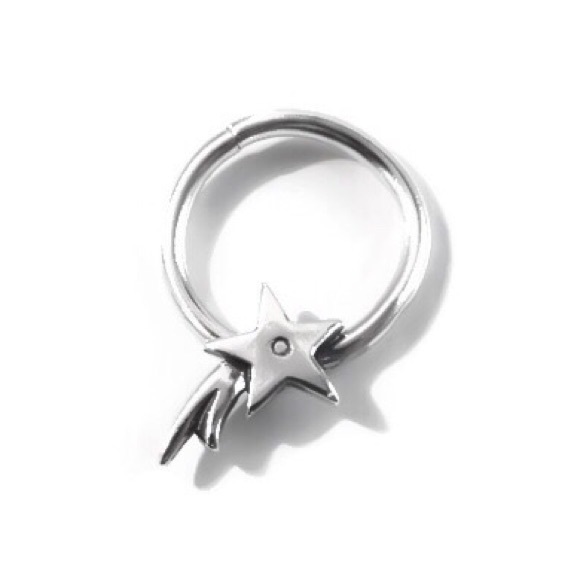 925 Sterling Silver Shooting Star Septum Ring or Daith Cartilage Hoop Earring - Picture 2 of 8